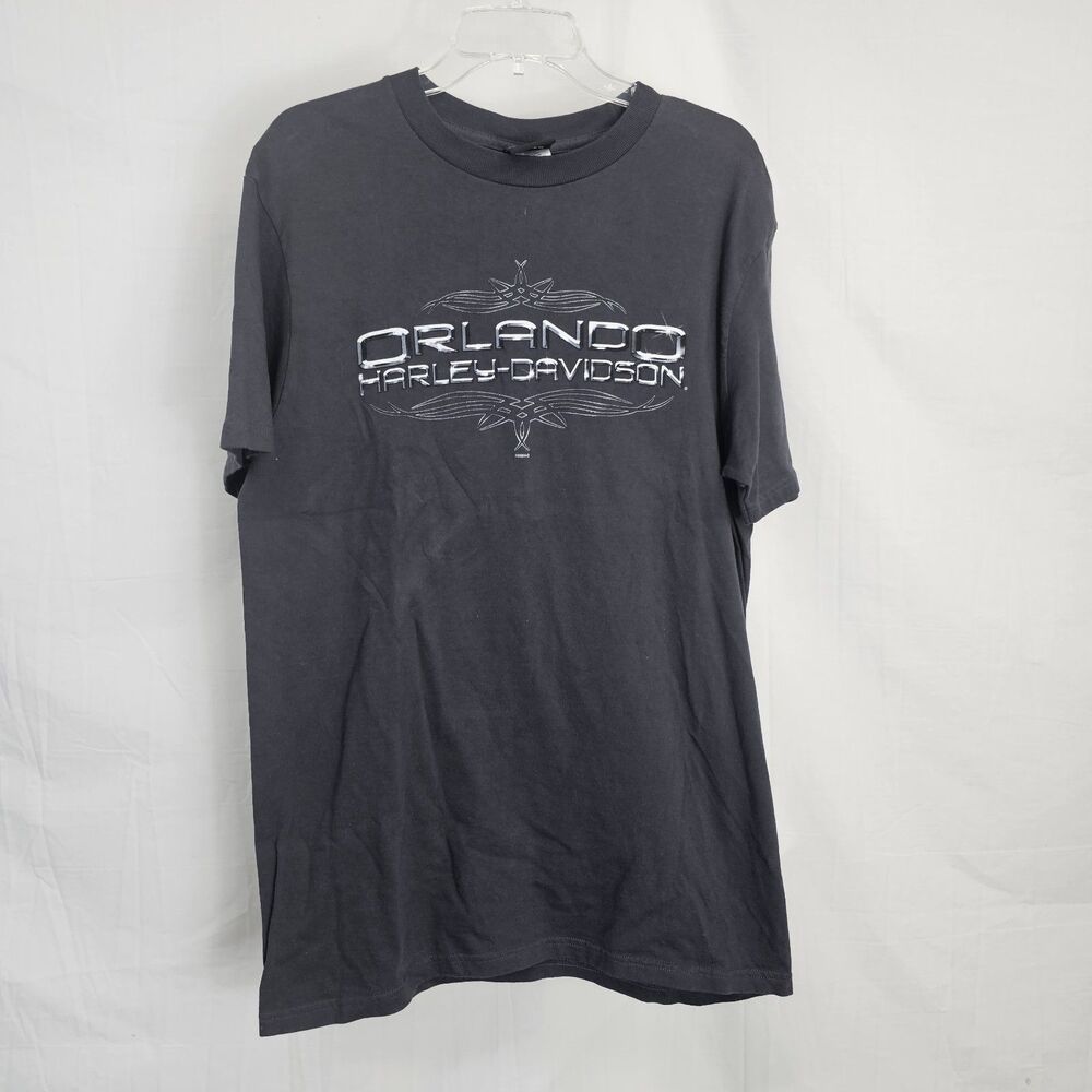 Harley Davidson Dark Gray Orlando Florida Flames Men's Size Large T Shirt